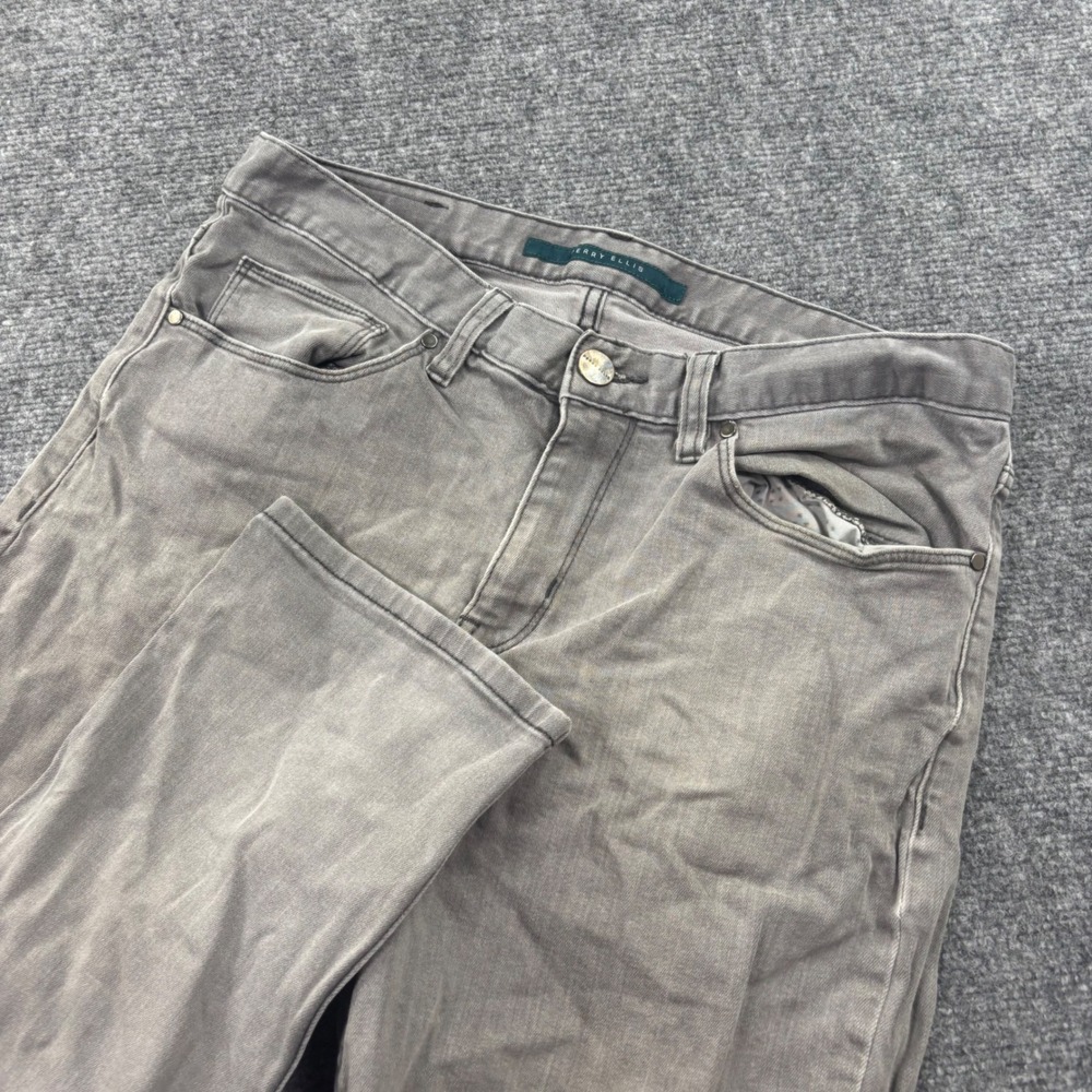 Perry Ellis Jeans 32x30 Gray Slim Straight Stretch Denim Mens